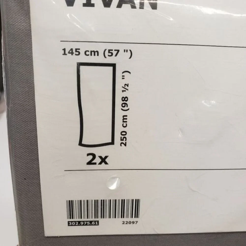 Ikea Vivan 57x98.5 Gray 2 Panels Grey Curtains